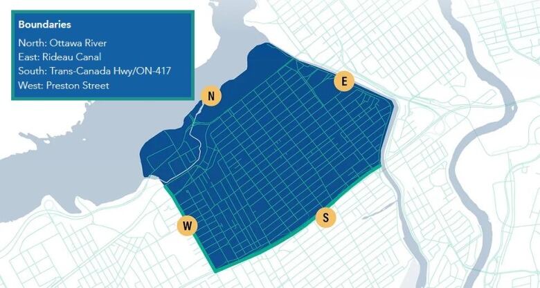 map of service area in Centretown