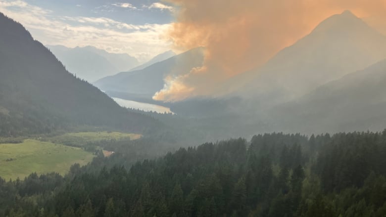 A mountain shrouded in smoke.