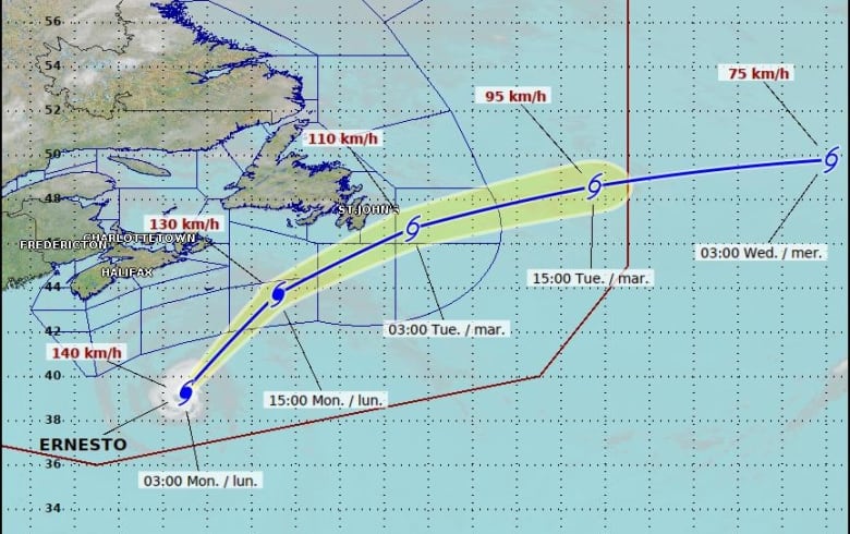 Image of map of Newfoundland with storm approaching