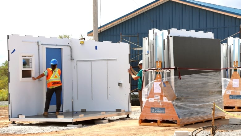 On Wednesday, a work crew began setting up the first of 35 pallet shelter units at a public housing development known as Pine Tree Park in Sydney, N.S.