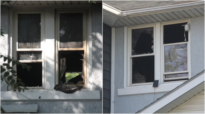 Broken windows at a Bruce Avenue home that was the scene of a fatal fire Thursday morning in Windsor, Ont.