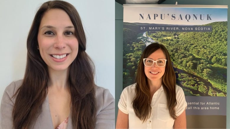 Two women smiling. One is a close up image and the other is a image form the waist up. 