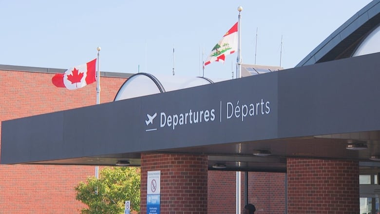 Charlottetown airport departure sign.