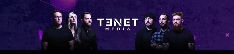 A banner image for Tenet Media shows three content creators on each side over a purple background.