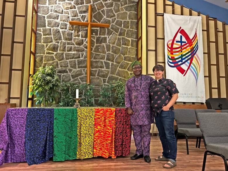 Adedeji Sunday Akintayo and Linda Buchanan at the Beaconsfield United Church