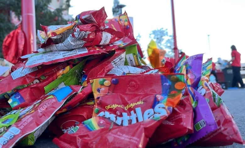 The Skittles left to honour Johnny Gaudreau at a memorial will be counted for a commensurate donation to be made by the Calgary Flames Foundation to the Calgary Food Bank.