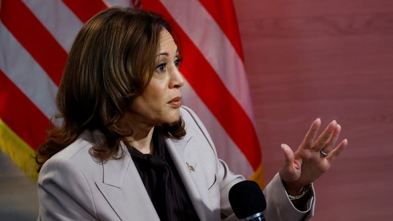 U.S. Vice President Kamala Harris speaks to members of the U.S. National Association of Black Journalists in Philadelphia on Tuesday, Sept. 17, 2024.