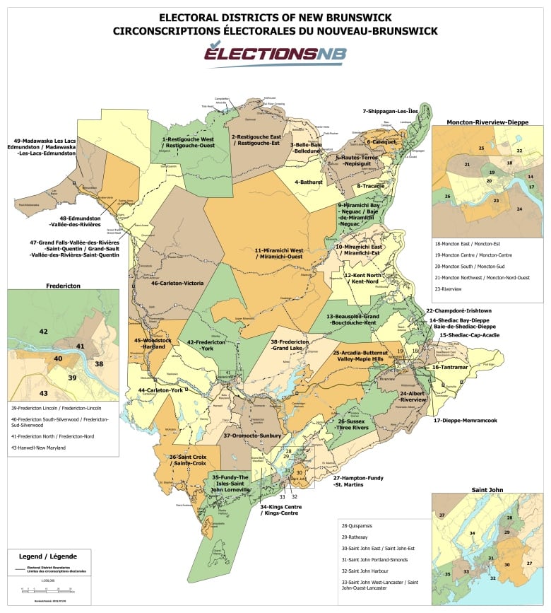 A map divided into electoral ridings