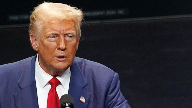 Former U.S. president Donald Trump speaks at a campaign event in Savannah, Ga.