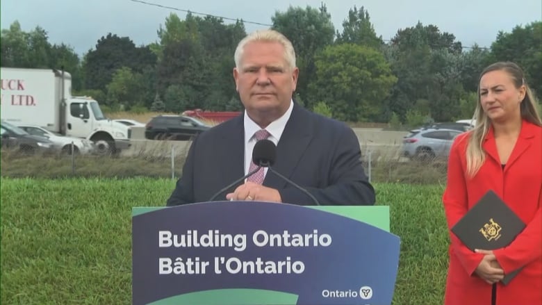 Ontario Premier Doug Ford pauses as a reporter (unseen) asks a question at a news conference in Toronto on Wednesday, Sept. 25, 2024.