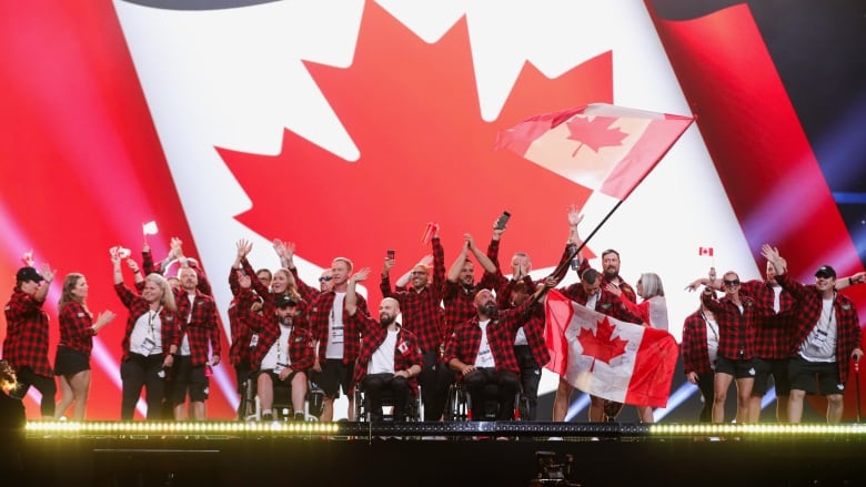 Members of Canada's Invictus Team attend the Opening Ceremony at Merkur Spiel-Arena during the Invictus Games Dsseldorf 2023 on September 09, 2023 in Dusseldorf, Germany. 