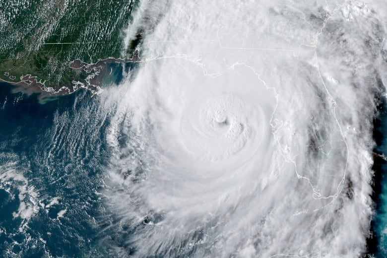 Satellite image of a huge hurricane off the coast of Florida