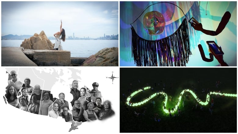 A collage showing four installations that will be presented at this year's Nuit Blanche 