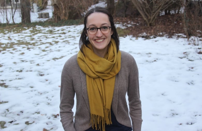 Megan Kirchmeier-Young standing outside in the snow.