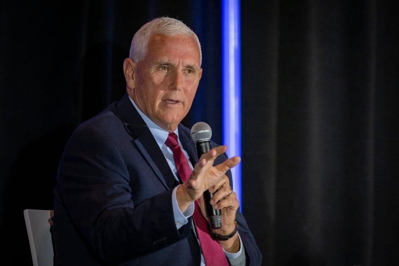 Former U.S. vice president Mike Pence speaks at an event in Indianapolis, Indiana, in June 2024.