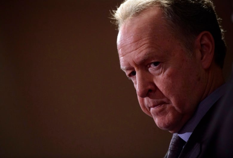 Steve Verheul, Canada's former chief negotiator during the NAFTA renegotiation, is pictured in a close-up, side profile headshot while speaking to reporters in 2018.