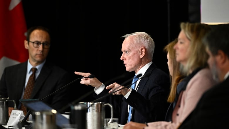 David Morrison, deputy minister of Foreign Affairs, appears as a witness with representatives from Global Affairs Canada at the Foreign Interference Commission in Ottawa on Friday, Oct. 4, 2024.