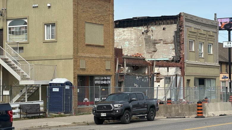 A partially-demolished building