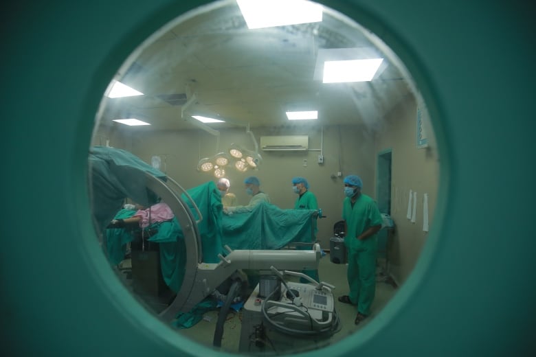 an operating room view through the window