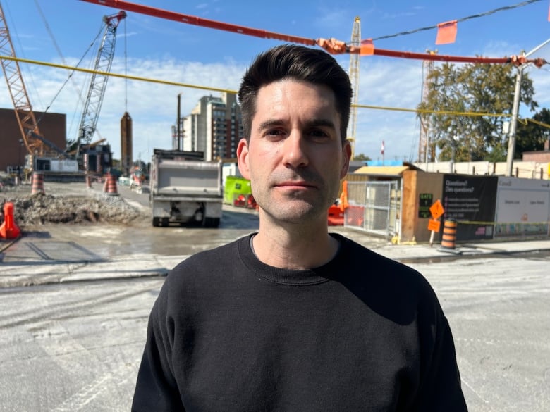 Adam Cawley, an actor, lives in an apartment next to the construction site. 'Our bed vibrates,' he says.