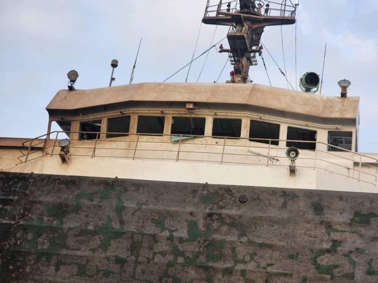 A view shows the Saint Kitts and Nevis-flagged cargo ship Paresa, damaged by a Russian missile strike, amid Russia's attack on Ukraine, in the seaport of Pivdennyi, in Odesa region, Ukraine, in this handout released October 7, 2024