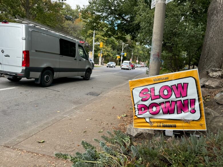 A lawn sign saying 