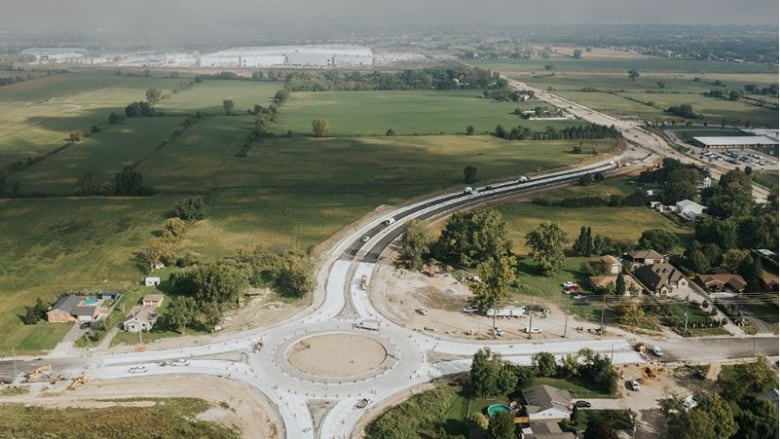 Overhead shot of Tecumseh roundabout.