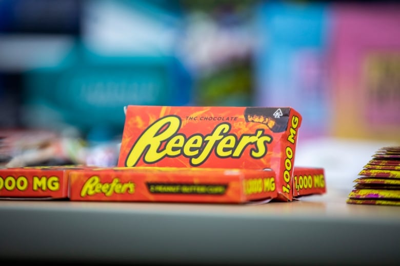 Candy marked 'Reefers' sits on a table.