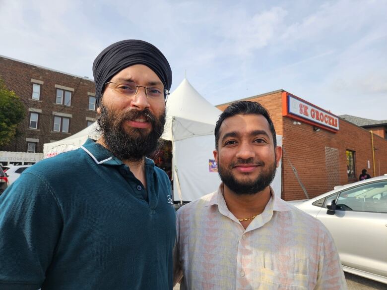 Gurpreet Singh, left, and Nikunj Khadela sell fireworks from their store for Diwali even though it's still technically illegal to do so in Windsor, Ont.