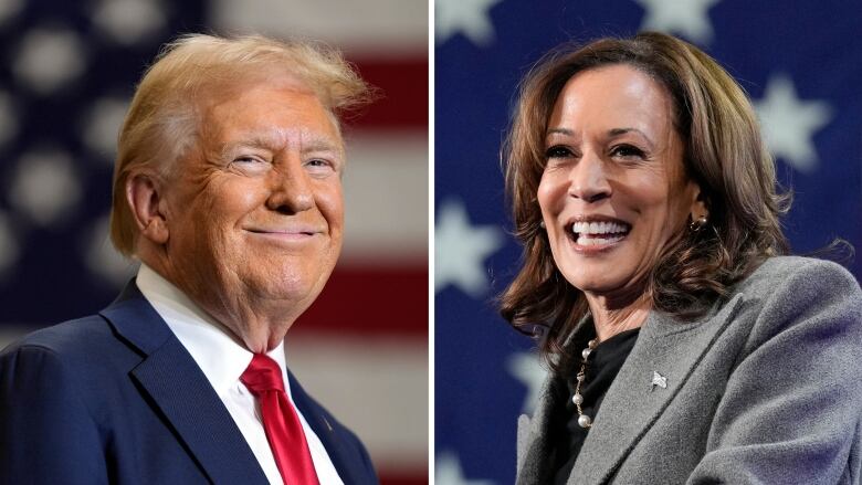 Donald Trump and Kamala Harris smile for the camera