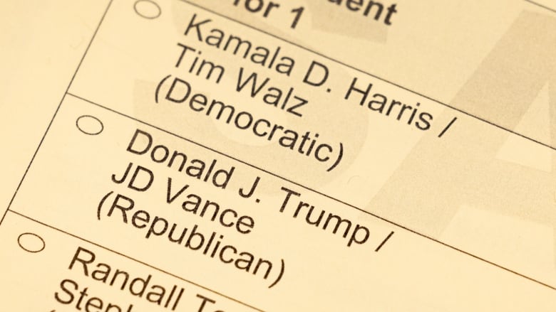 A sample ballot sits on a table in Little Chute, Wisc.