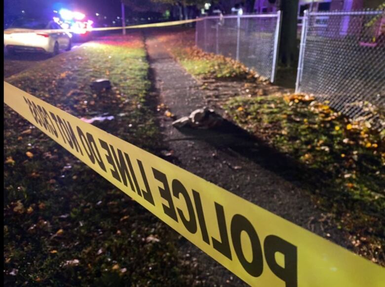 Police tape at the scene of a weekend stabbing in Sarnia, according to municipal police.