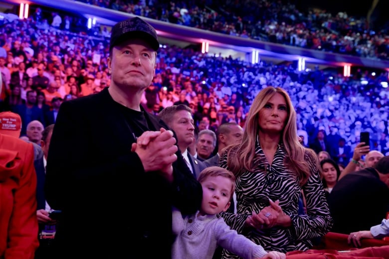 Tesla CEO and X owner Elon Musk and Melania Trump are seen at a rally for Republican presidential nominee and former U.S. President Donald Trump at Madison Square Garden.