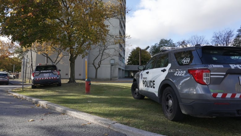 Toronto police at the scene of a fatal stabbing in Scarborough on Thursday.