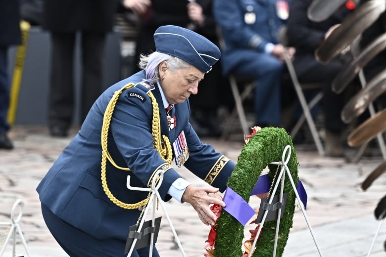 Gov. Gen. Mary Simon places a wreath.