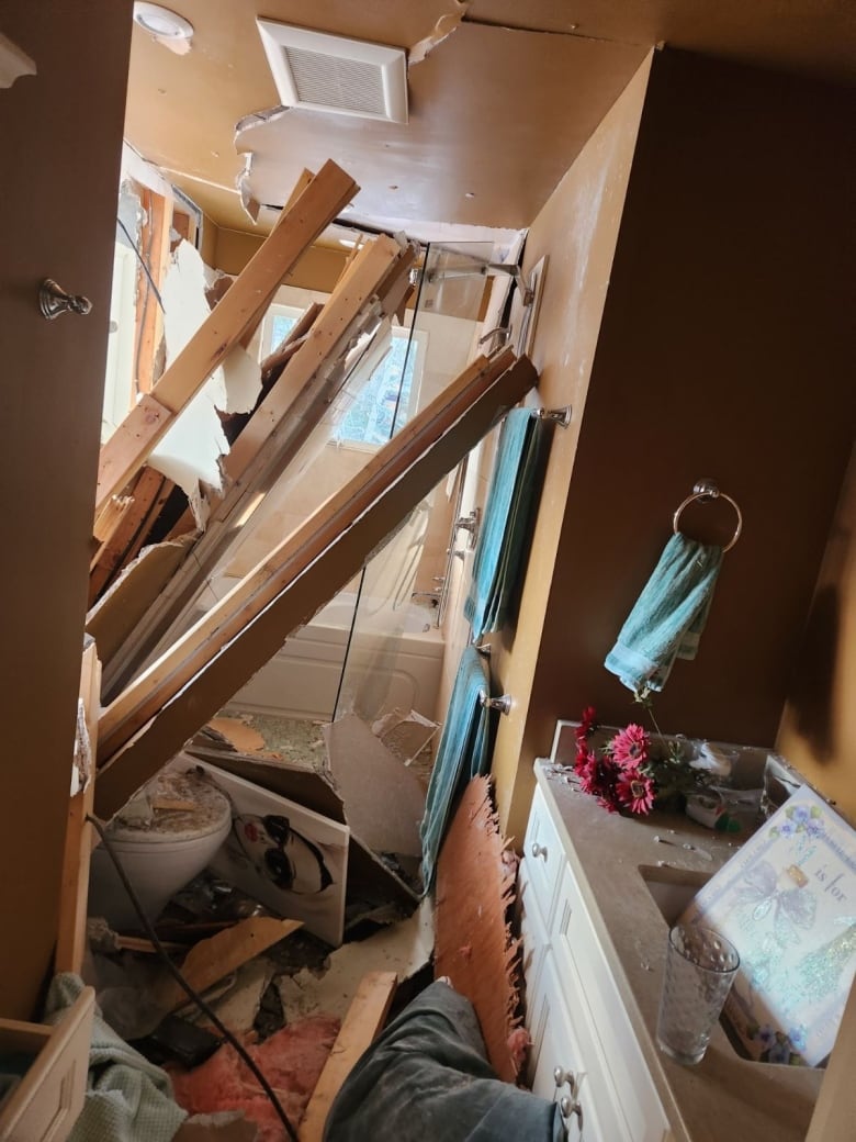 A destroyed bathroom 