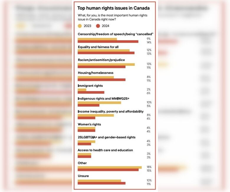 A graphic showing a list of human rights issues