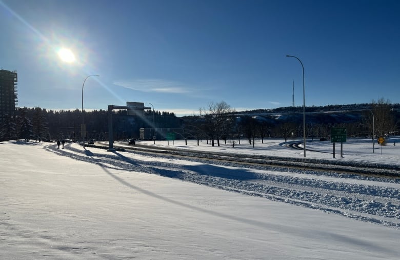 A highway after a snowstorm.